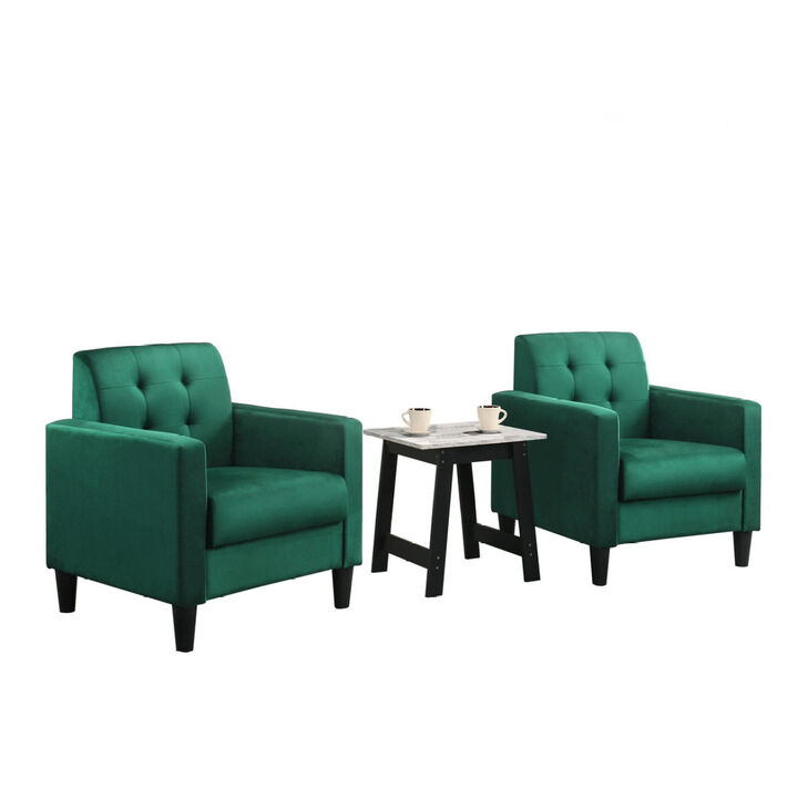 Hale Blue Velvet Armchairs and End Table Living Room Set