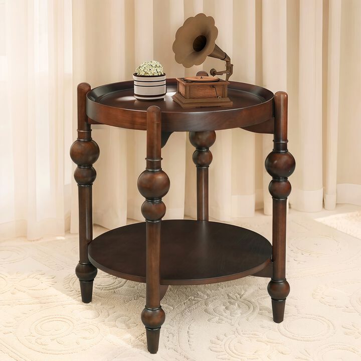 Posni Vintage Round Wood End Table