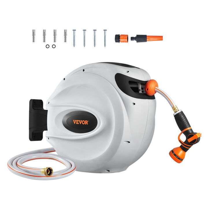 Solgro 65'x5/8" 180&deg; Swivel Wall-Mounted Retractable Hose Reel