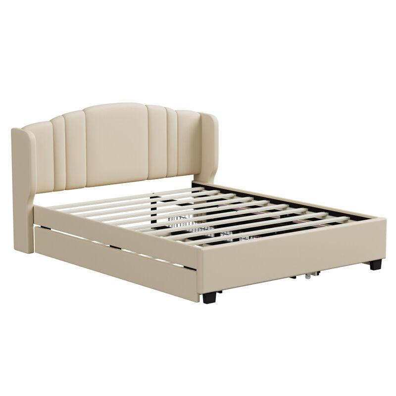 Dolf Queen Linen Upholstered Platform Bed Frame image number 3