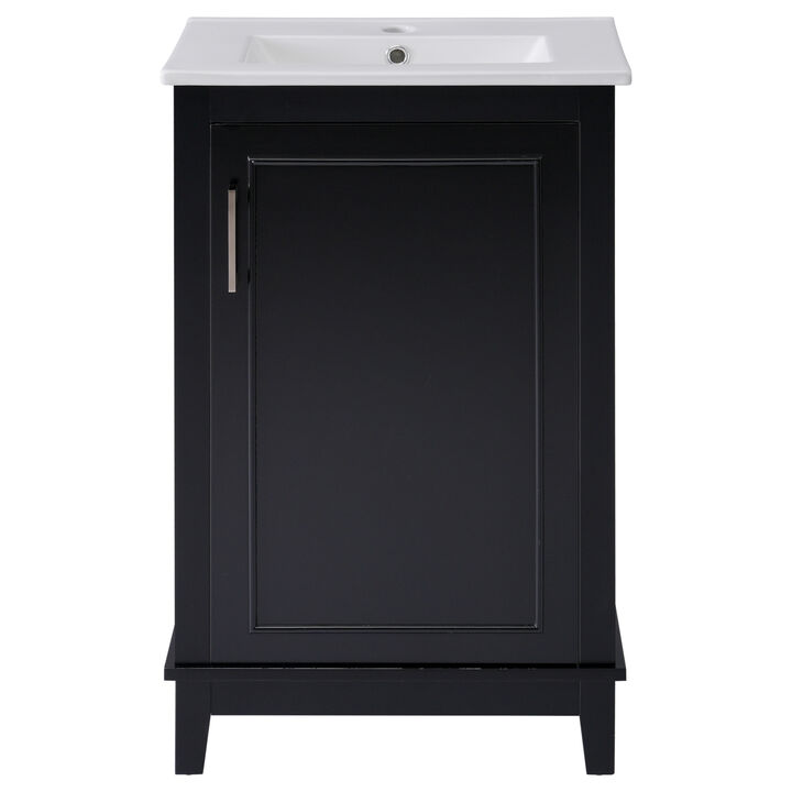 ELEMENT ACE Modern Compact Bathroom Vanity Cabinet with Ceramic Basin and Ample Storage Space