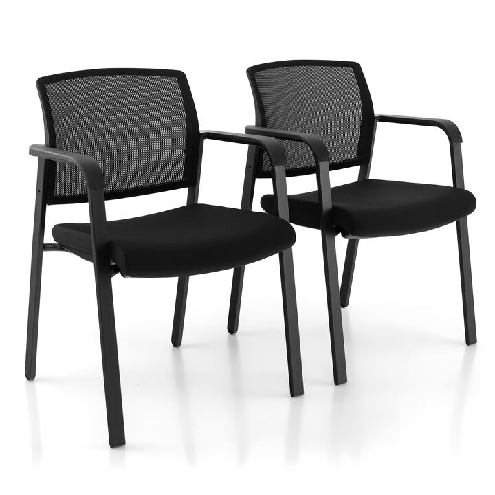 Set of 2 Stackable Reception Room Chairs with Padded Seat-Black