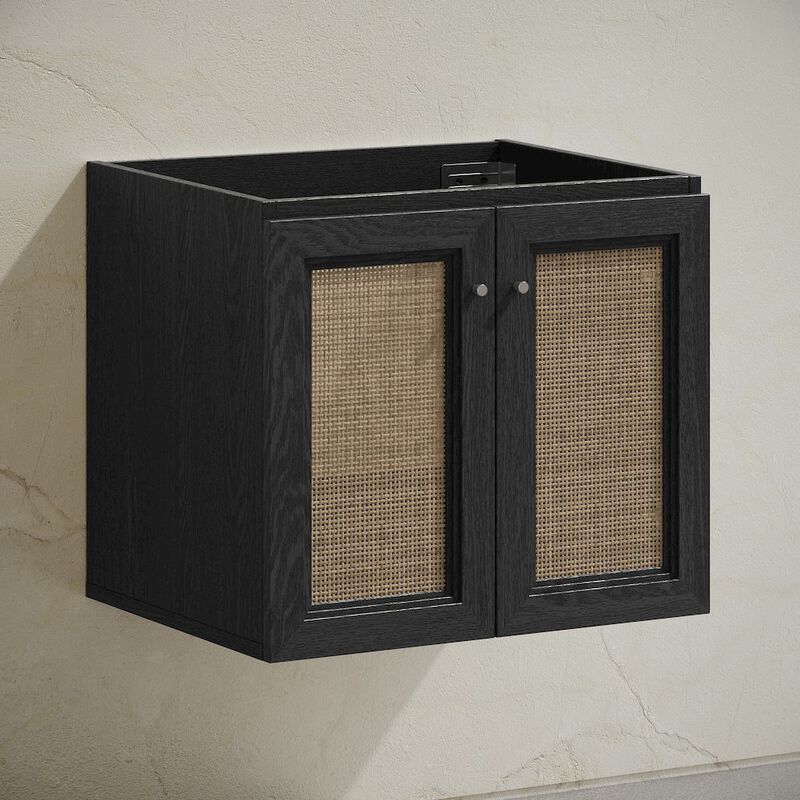 Classe 24" Wall-Mounted Bathroom Vanity in Black Oak without Sink Top image number 2