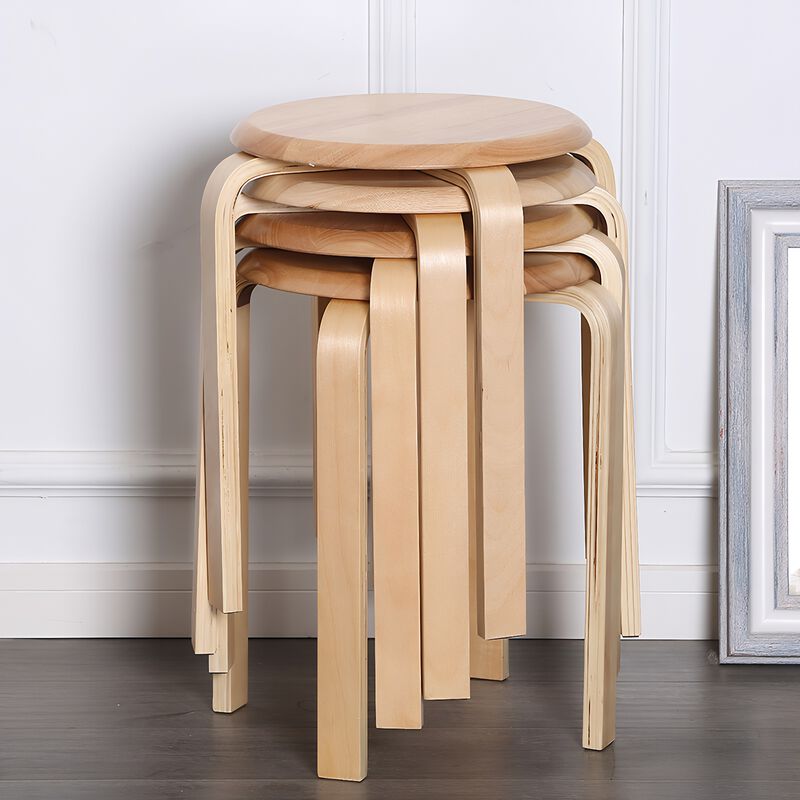Verceb 4-Pack Stackable Bentwood Stools image number 6