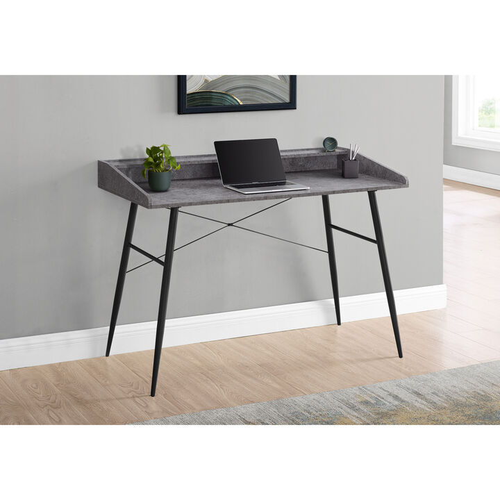 Monarch Specialties I 7540 Computer Desk, Home Office, Laptop, Storage Shelves, 48"L, Work, Metal, Laminate, Grey, Black, Contemporary, Modern