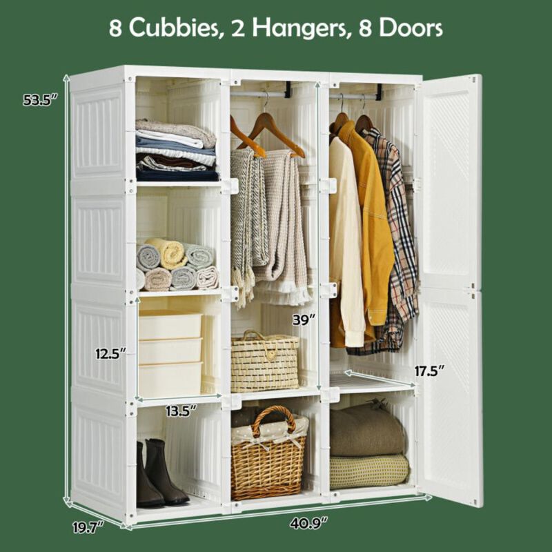 Hivvago Foldable Closet Clothes Organizer with 8 Cubby Storage