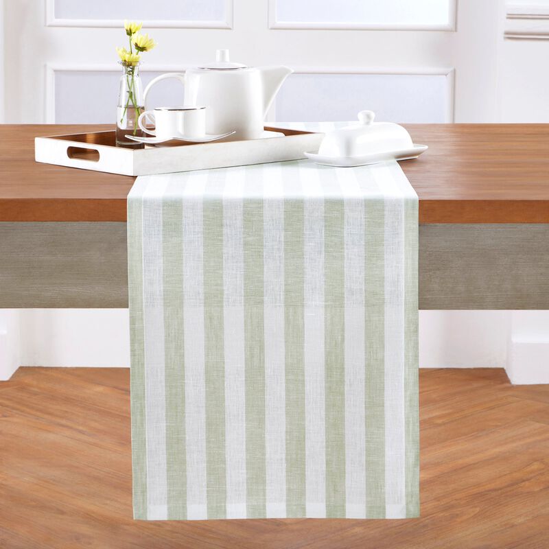 Solino Home Sorrento Stripe 100% Linen Table Runner &ndash; Handcrafted, Machine Washable, Perfect for Holiday and Everyday Dining