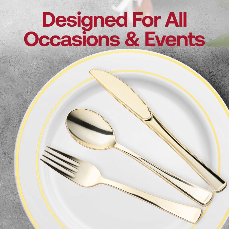 Gold Plastic Cutlery and Cup Set (90 Sets) image number 6
