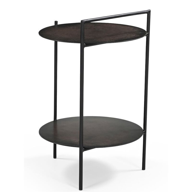 Benji Iron Side Table in Dark Copper Toned Iron