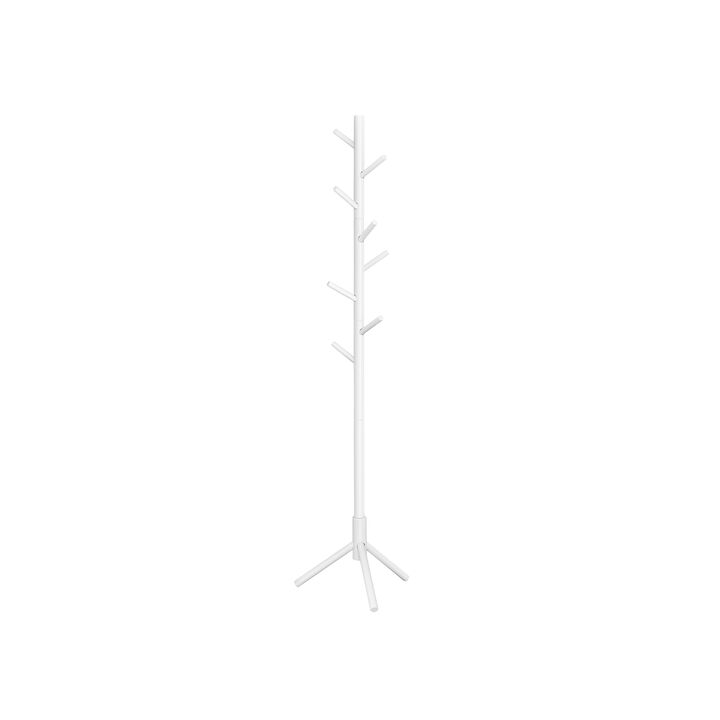 Coat Rack with 8 Hooks, Solid Wood Coat Tree Free Standing, 18.5 Inch Dia Base, for Clothes