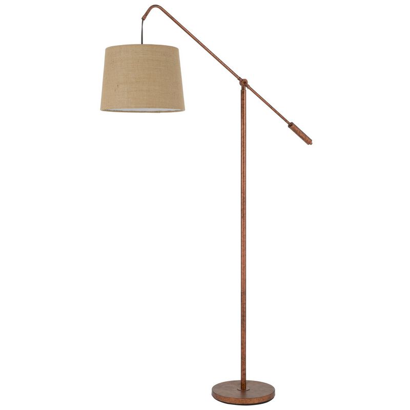 68 Inch Adjustable Arc Arm Metal Floor Lamp, Rustic Bronze-Benzara