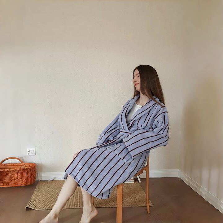Retro Pastel Stripe Cotton Bath Robe