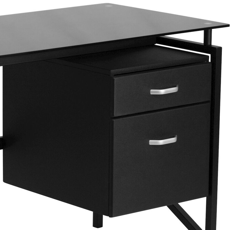 Flash Furniture Glass Desk with Two Drawer Pedestal image number 3
