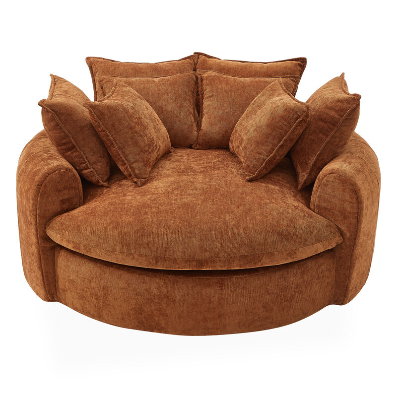 Merax Round Chenille Chaise Sofa with 8 Throw Pillows