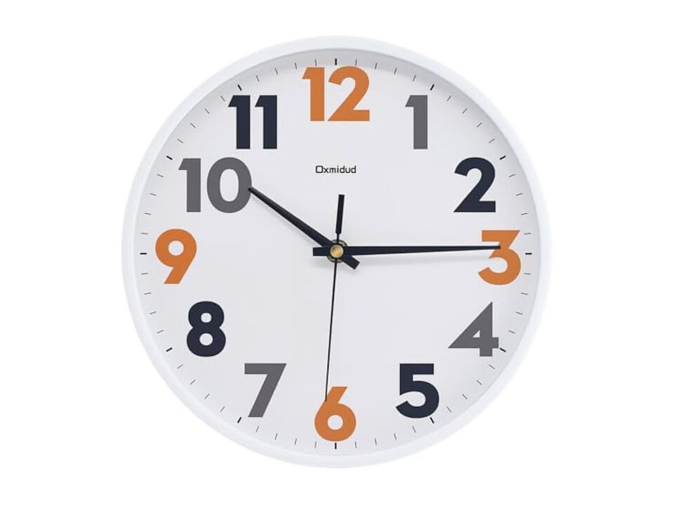 Minimalist Stylish White Wall Clock 10 Inch Silent Non Ticking Easy Read Modern