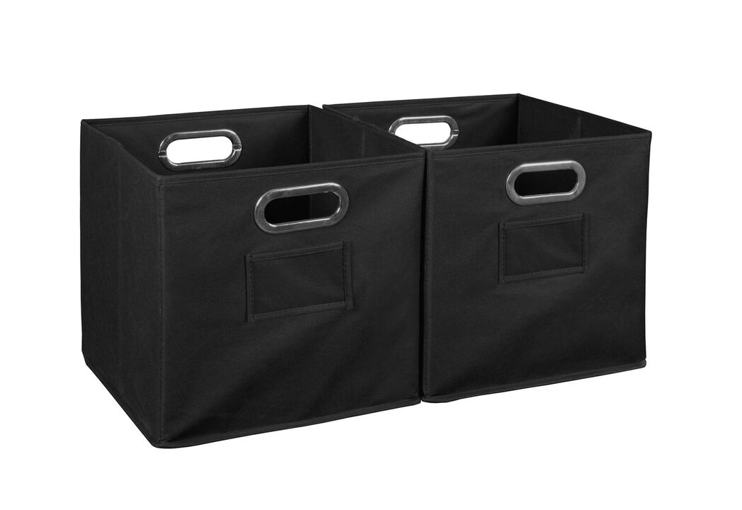 Niche Cubo Set of 2 Foldable Fabric Storage Bin with Built-in Chrome Handles