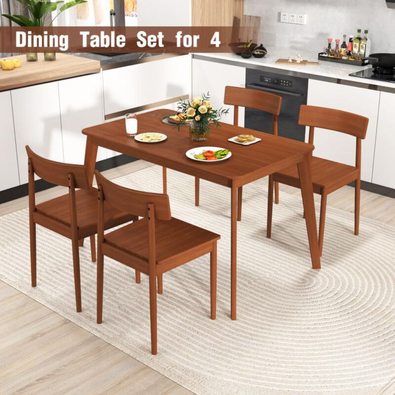 Hivvago 5 Piece Wood Dining Table Set with Rubber Wood Frame and 4 Chairs