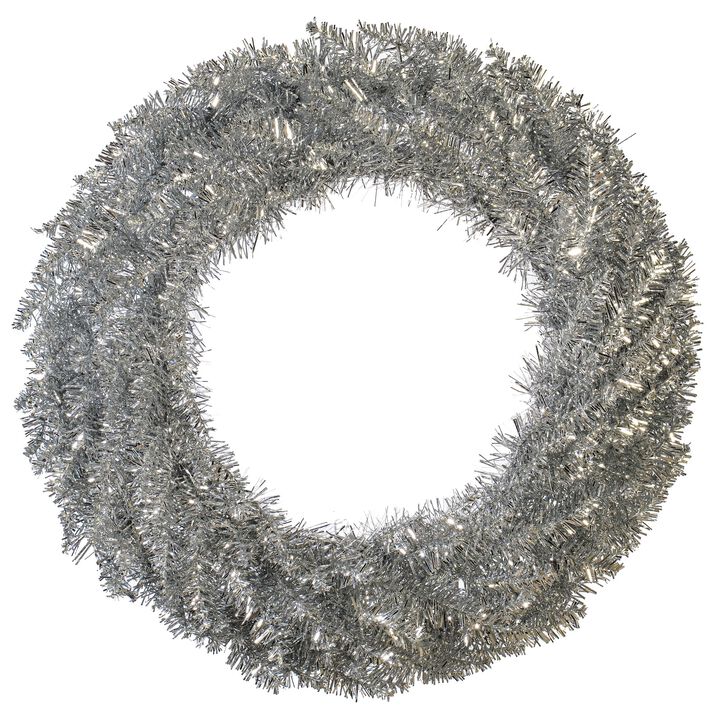 Vickerman 24" Silver Artificial Christmas Wreath, Unlit - Faux Christmas Wreath - Indoor Seasonal Home Decor