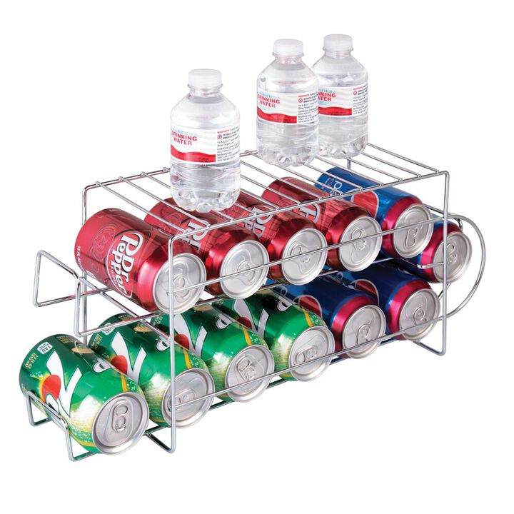 mDesign Metal 2-Tier Pop/Soda and Food Can Storage Dispenser Rack - Chrome