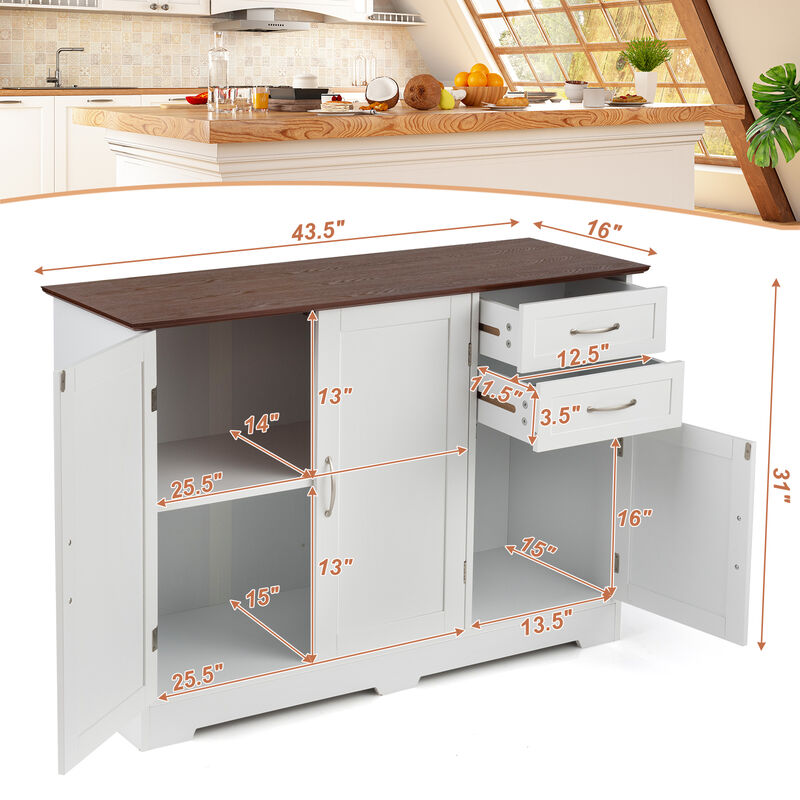 Buffet Storage Cabinet with 2-Door Cabinet and 2 Drawers