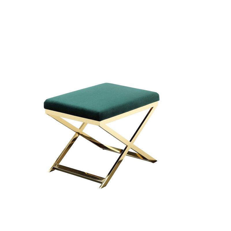 Pangea Home Gold Lexi Stool Velvet Green