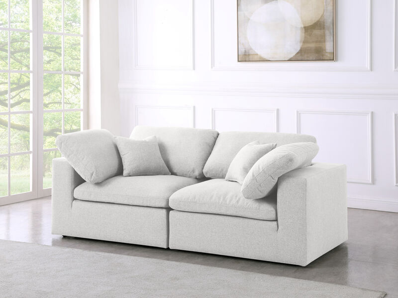 Meridian Furniture Serene Cream Linen Textured Fabric Deluxe Comfort Modular Sofa