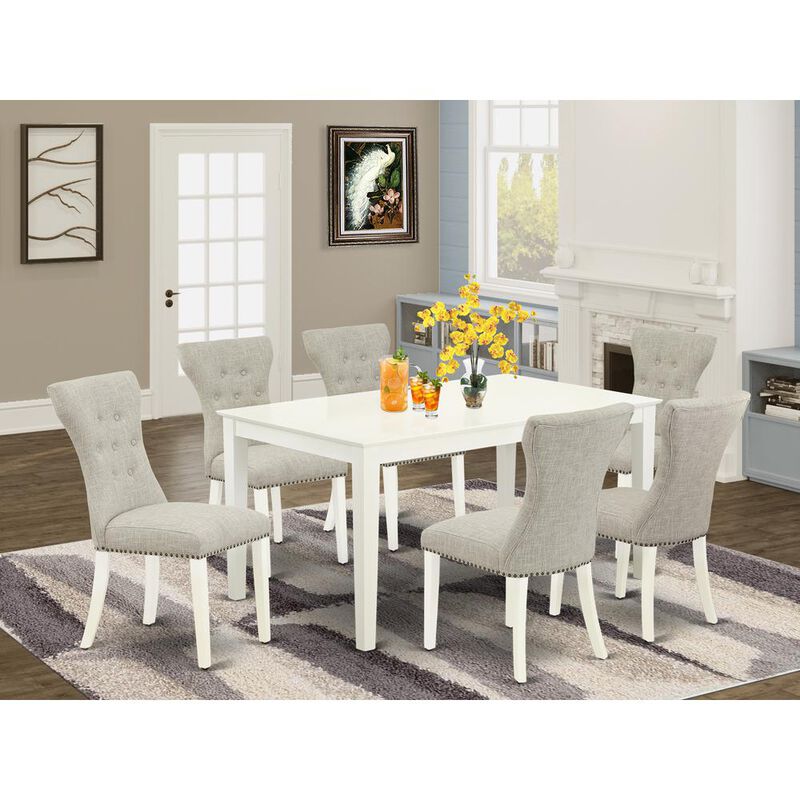 East West Furniture Dining Room Set Linen White