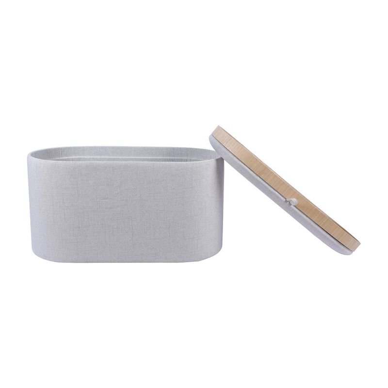 Storage Ottoman with Reversible Wooden Tray Top, Natural