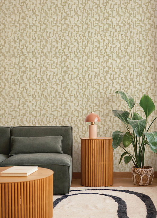 Cipher Chestnut Geometric Faux Grasscloth Wallpaper