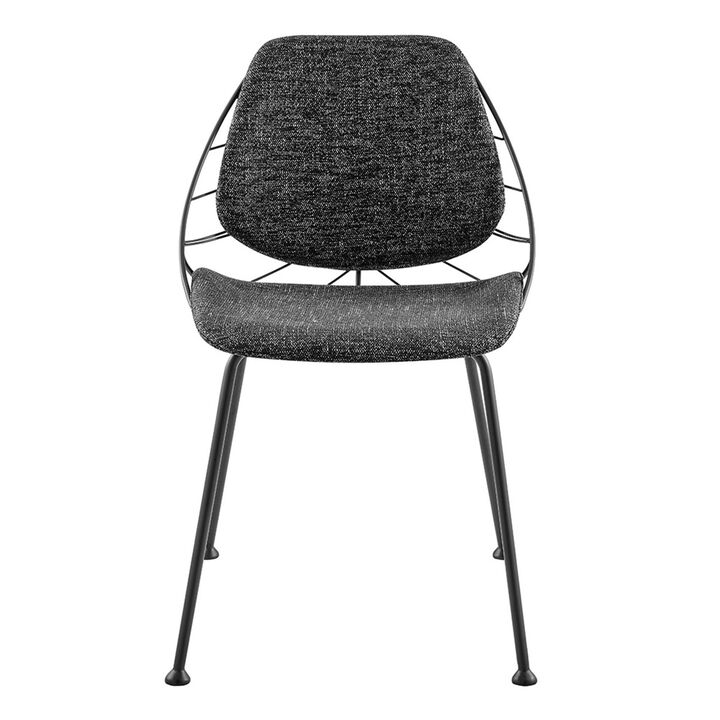 Hivvago Set of Two Black Upholstered Fabric Dining Side Chairs