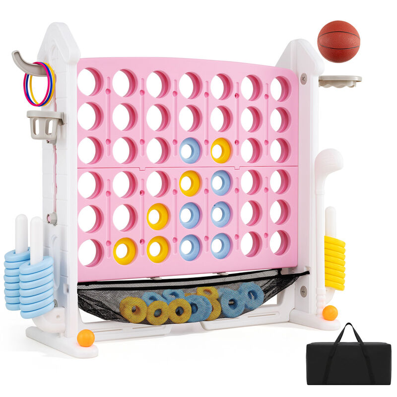 Portable 4 in 1 Row Connect Game with Mesh Net and Adjustable Height image number 3