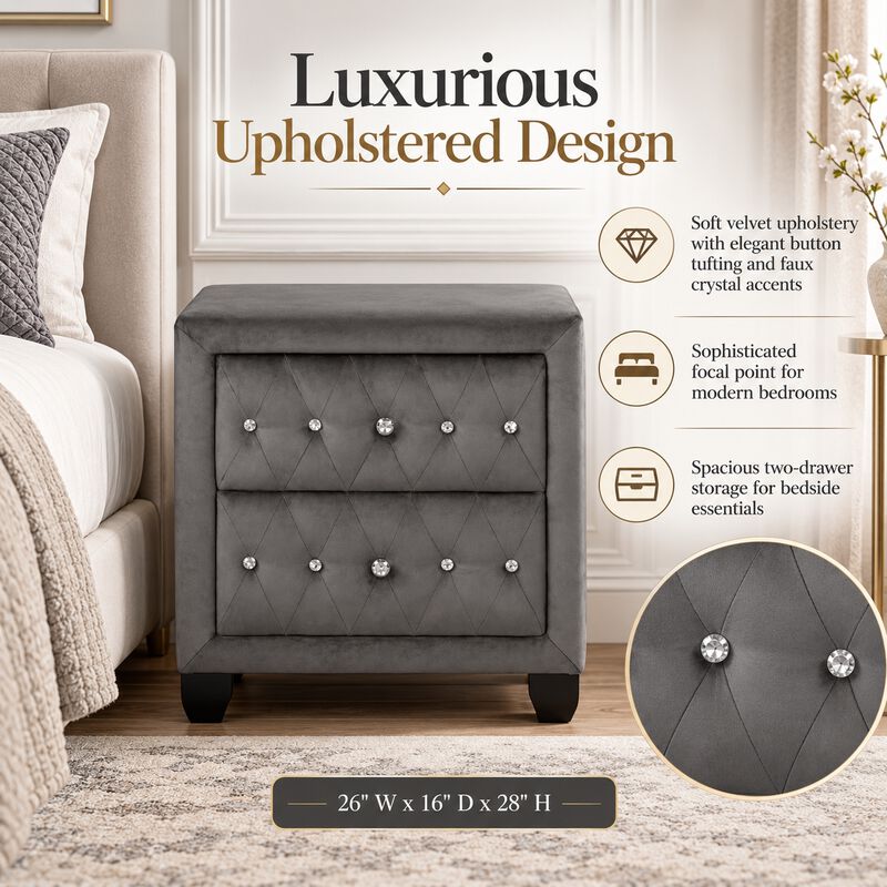 Ceralissiq Tufted 2-Drawer Nightstand image number 3