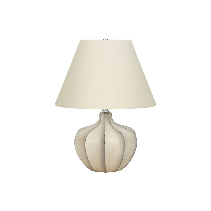Monarch Specialties I 9733 - Lighting, 21"H, Table Lamp, Cream Resin, Ivory / Cream Shade, Transitional