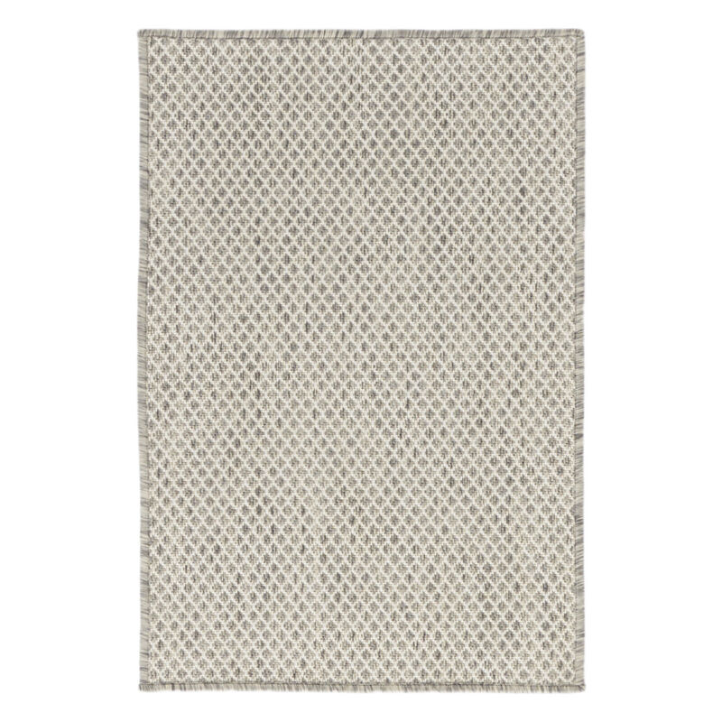 HomeRoots 2' X 3' Ivory And Silver Geometric Indoor Outdoor Area Rug image number 0