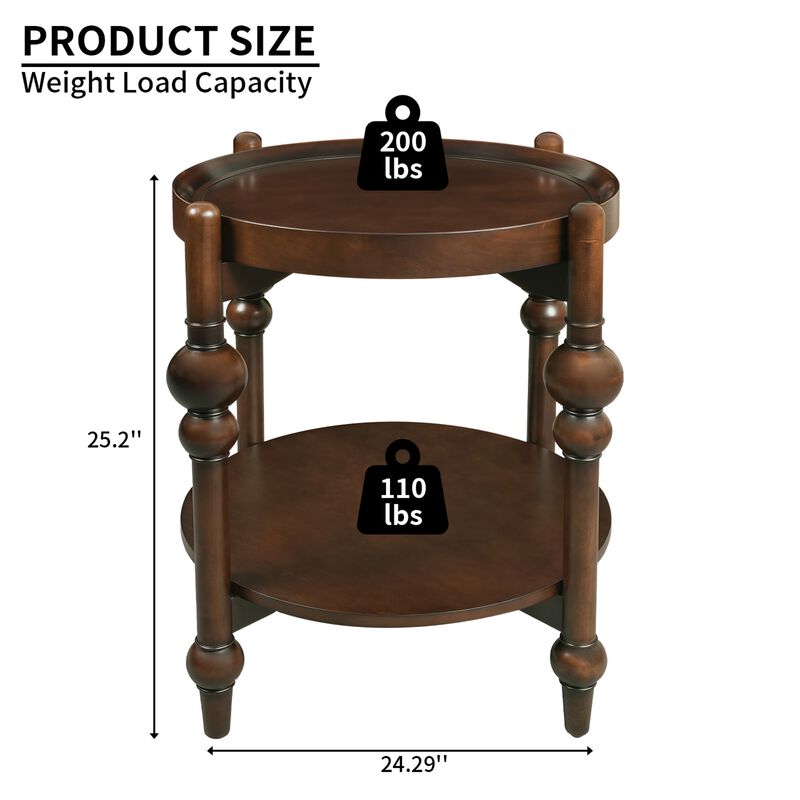 Posni Vintage Round Wood End Table image number 7