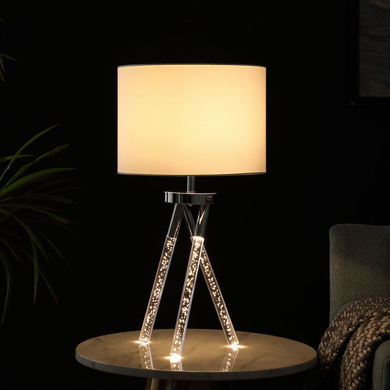 Hivvago 26" Silver and LED Acrylic Tripod Table Lamp With White Shade