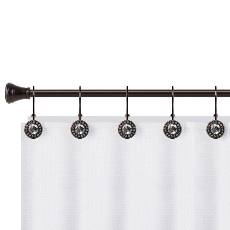 Rust-Resistant Metal Double Shower Curtain Hooks with Large Center Crystal, Set of 12 image number 5