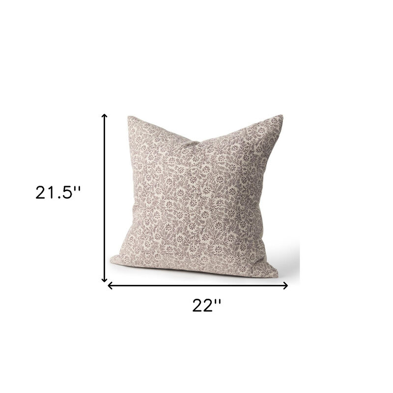 HomeRoots 22" Beige And Merlot Botanical Linen Throw Pillow Cover with Embroidery image number 3