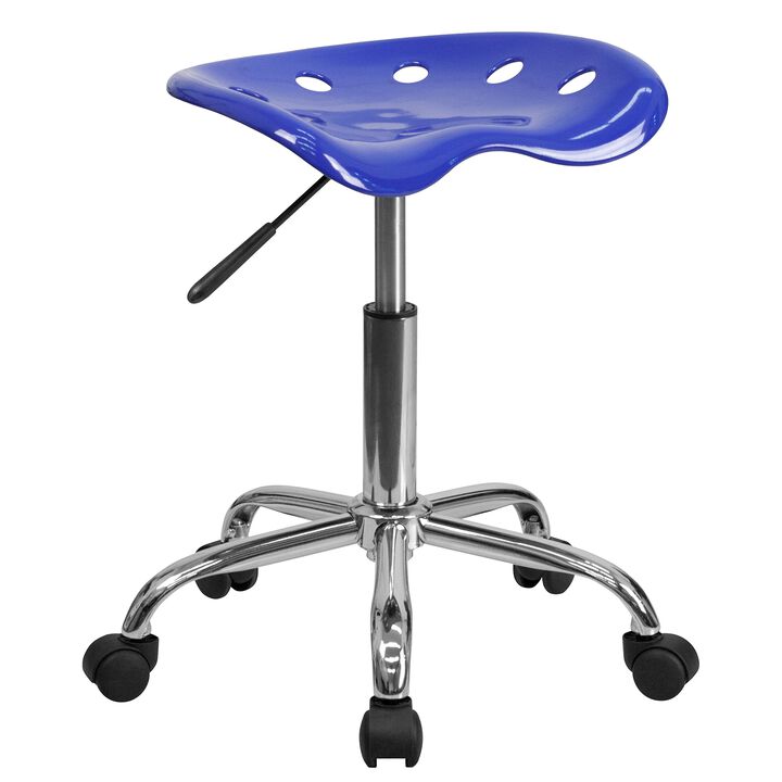 Flash Furniture Taylor Vibrant Nautical Blue Swivel Tractor Seat and Chrome Stool with Contoured Comfort Seat