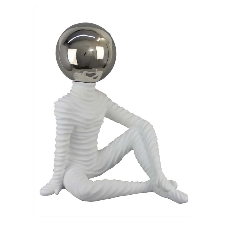 Accent Decor Statuette, 21 Inch White Ceramic, Sitting Astronaut