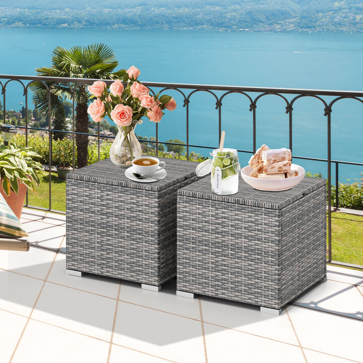 Set of 2 Outdoor Patio Ottomans with Hidden Storage Space