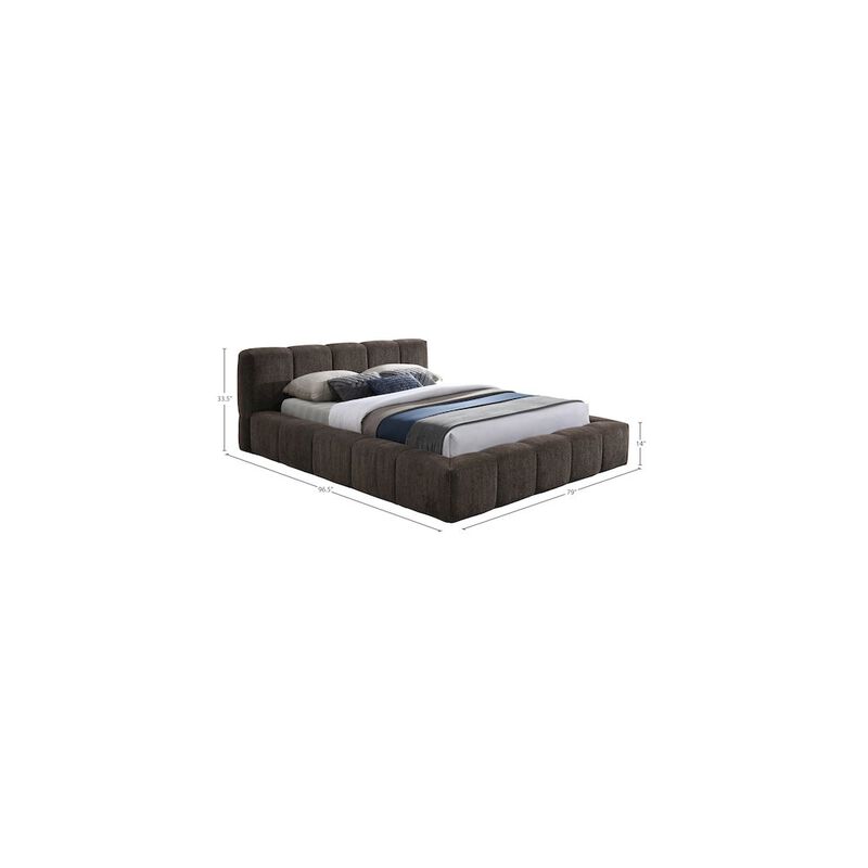 Meridian Furniture Carlin Brown Chenille Fabric Queen Bed