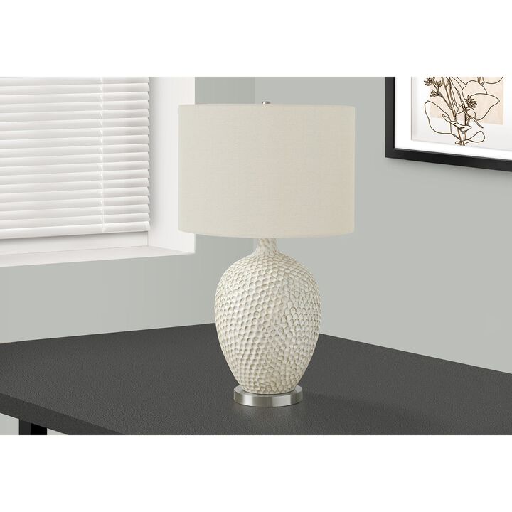 Monarch Specialties I 9607 - Lighting, 28"H, Table Lamp, Cream Ceramic, Ivory / Cream Shade, Contemporary