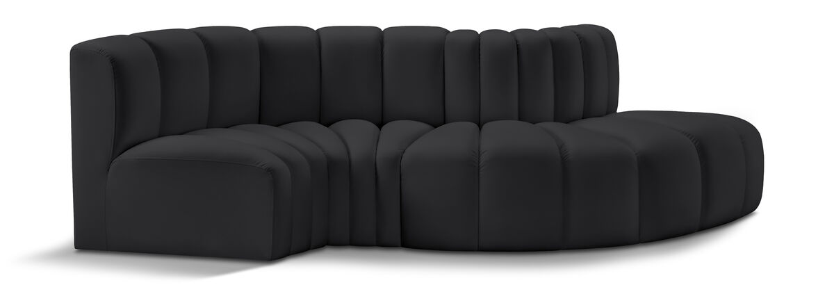 Meridian Furniture Arc Black Vegan Leather Modular Sofa
