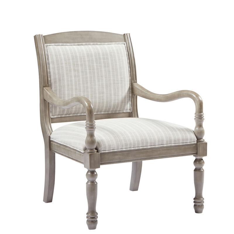 Merax Solid Wood Accent Chair with Cylindrical Spindle Legs, Carved Details, Durable Polyester Upholstery image number 0