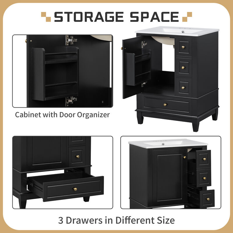 Merax Compact Freestanding Bathroom Vanity with Integrated Ceramic Sink