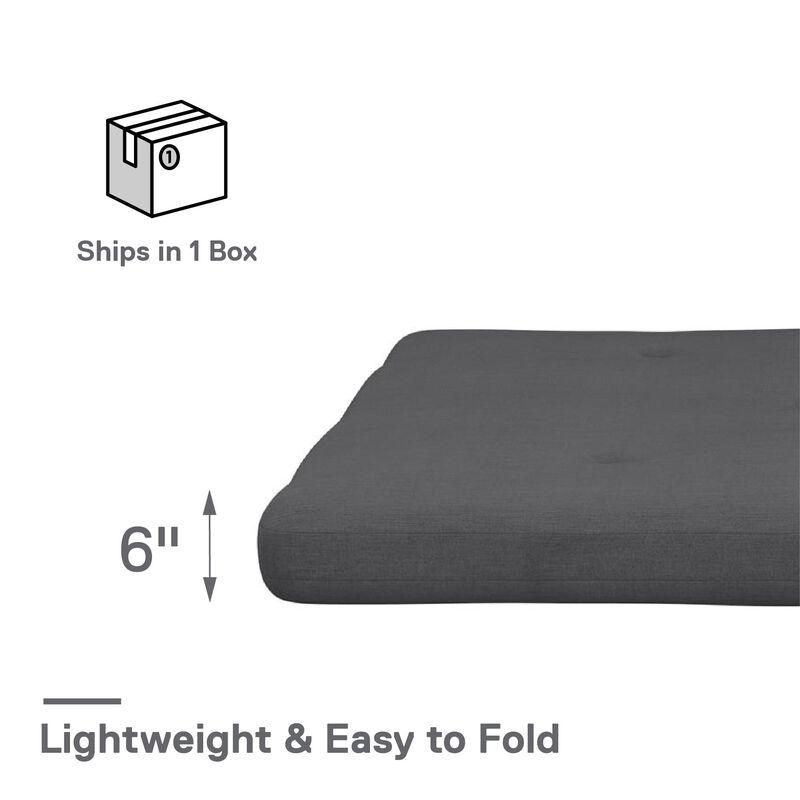 Atwater Living Ziggy 6" Thermobonded High Density Polyester Fill Futon Mattress, Full