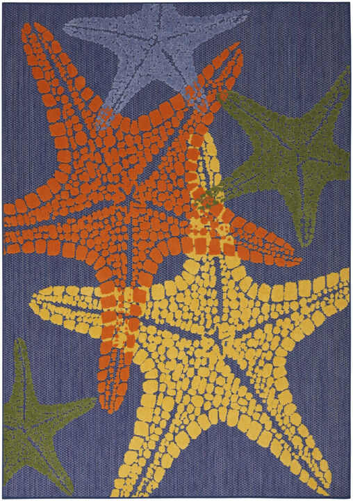 HomeRoots 6' X 9' Blue Yellow And Orange Starfish Indoor Outdoor Area Rug