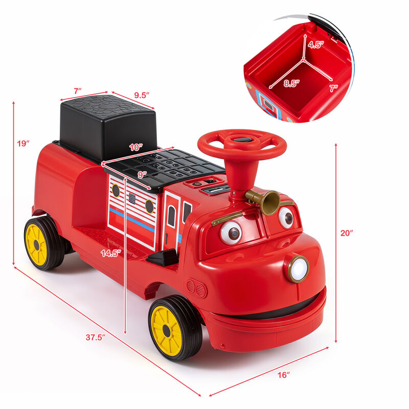 12V Kids Ride On Train with 2 Seats Height Adjustable Seat and Music for Backyard image number 2