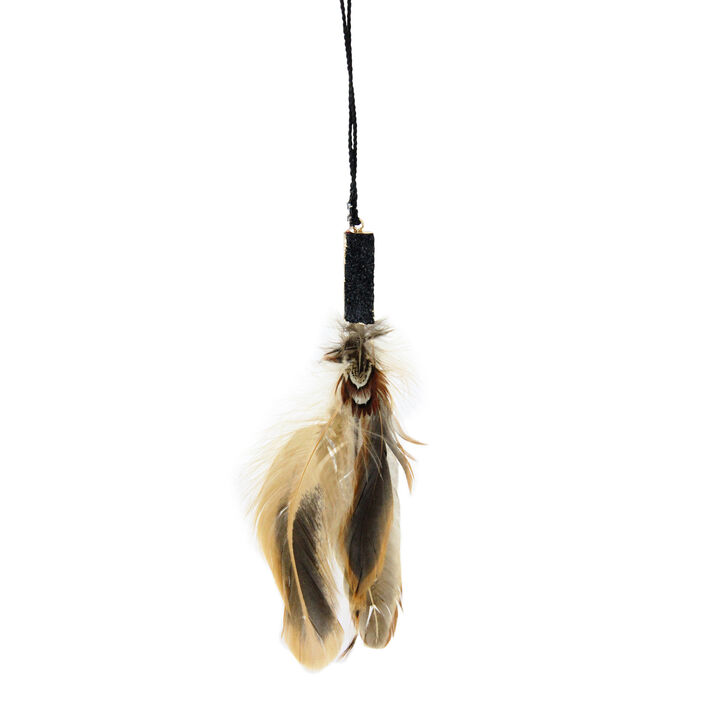 13.5" Black and Brown Unique Stylish Feathered Ornament